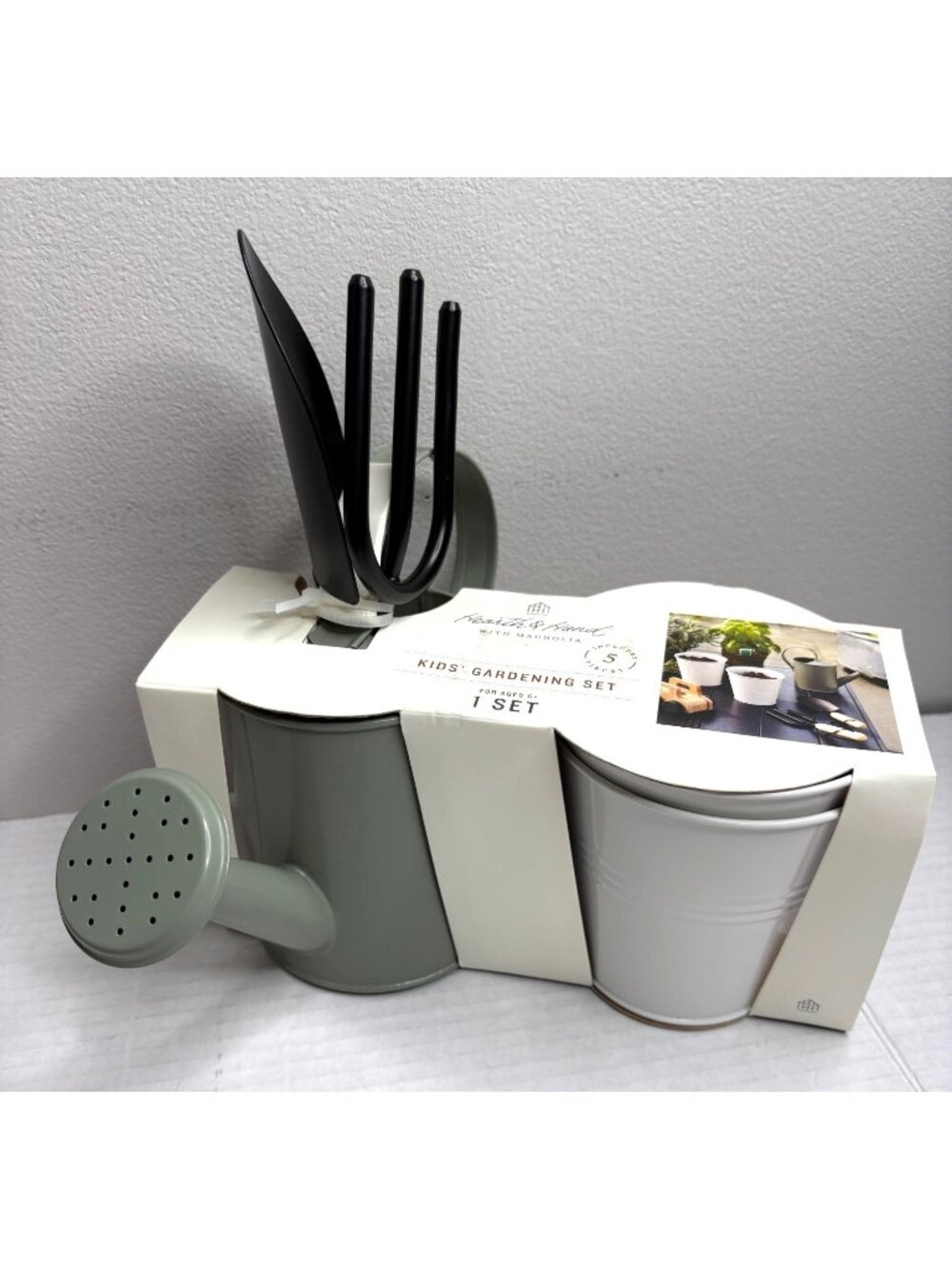 Kids Planting Potting Gardening Set 5pc Hearth & Hand Magnolia Watering Can New